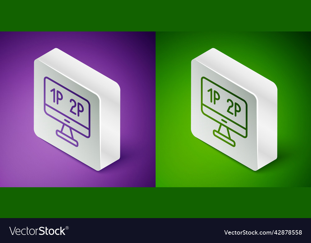 Isometric line computer monitor screen icon