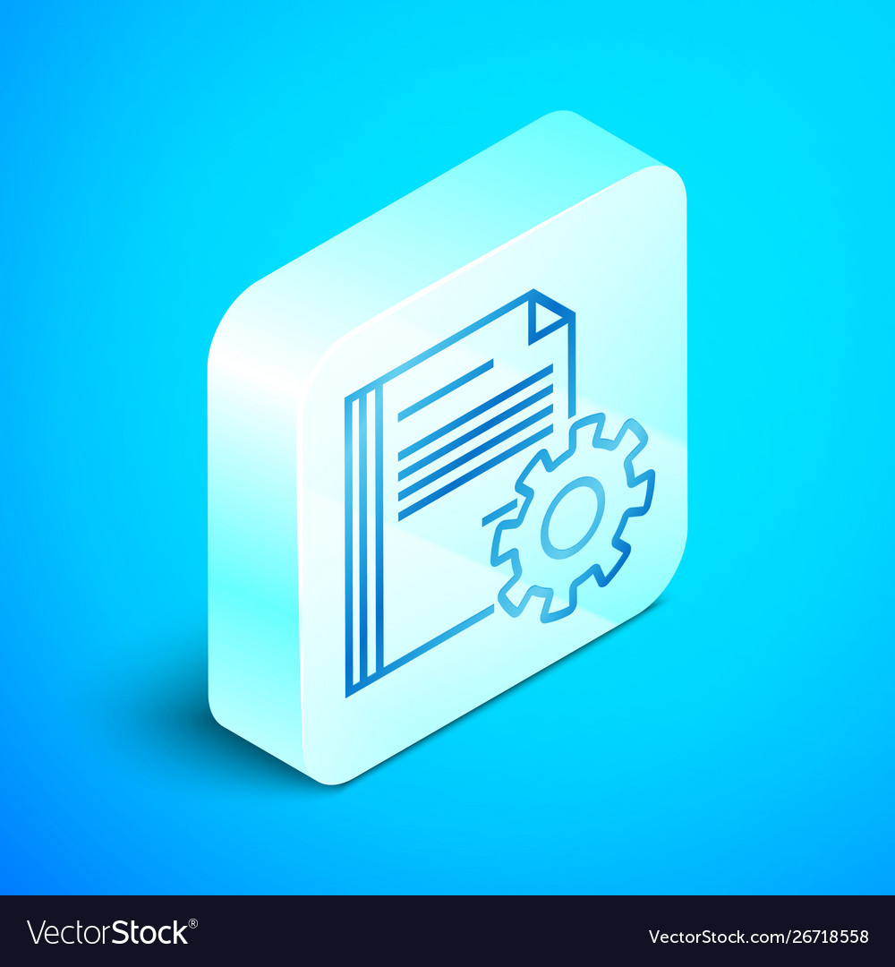Isometric line document settings with gears icon
