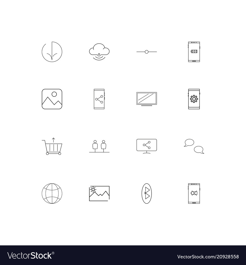 Network and database linear thin icons set