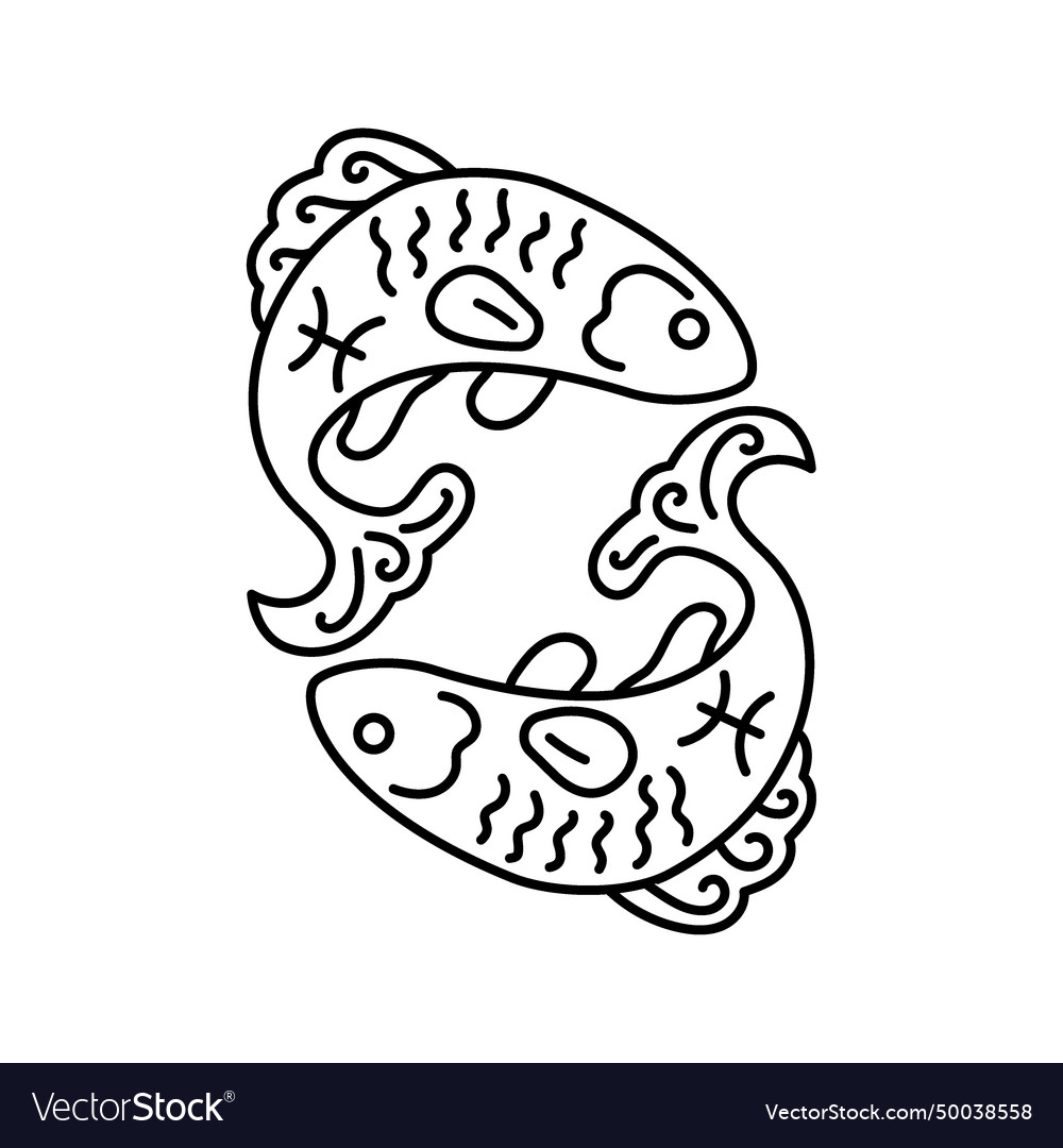 Pisces color line icon zodiac sign astrology