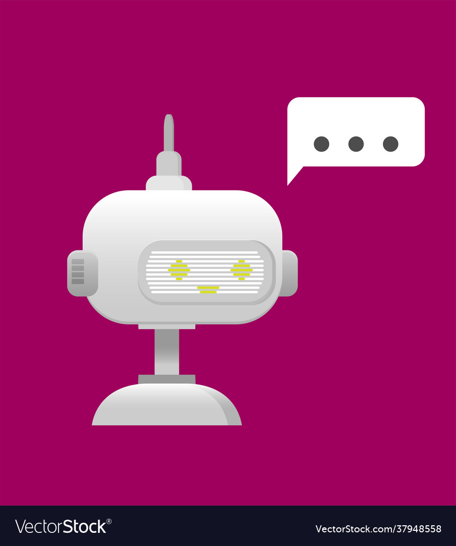Robot customer support service chat bot flat vector image Robot customer support service chat bot flat