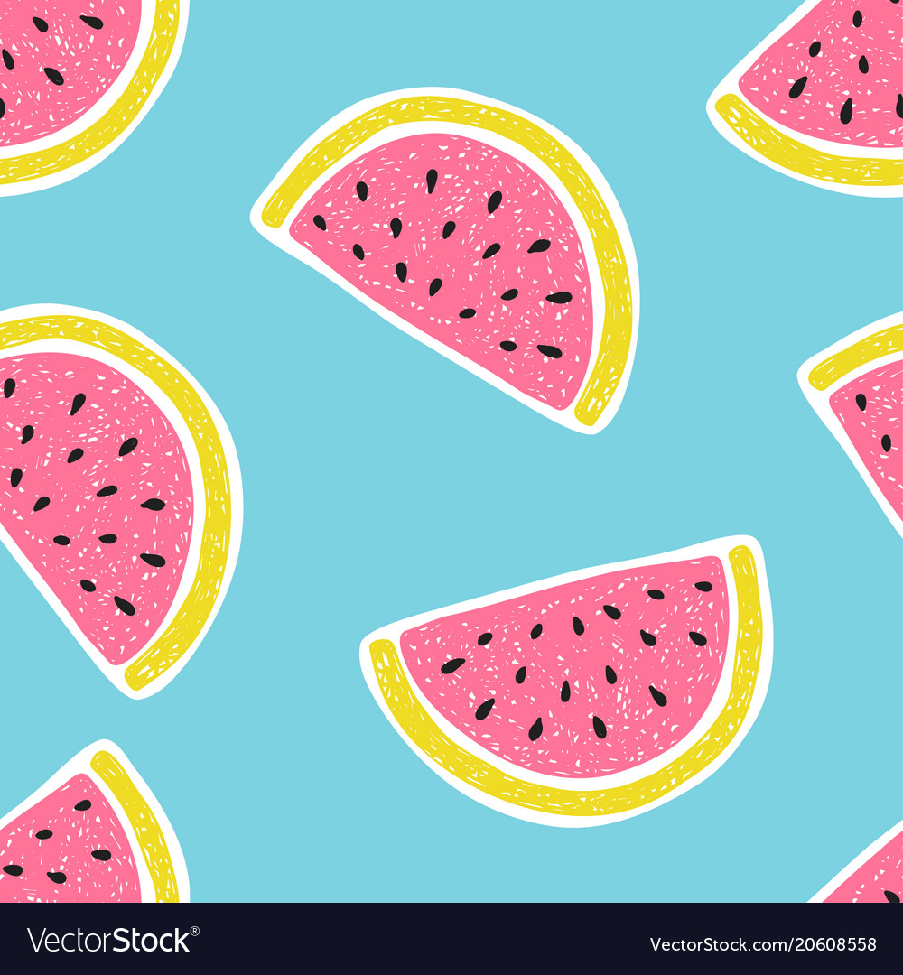 Seamless pattern with watermelon in sketch style vector image Seamless pattern with watermelon in sketch style