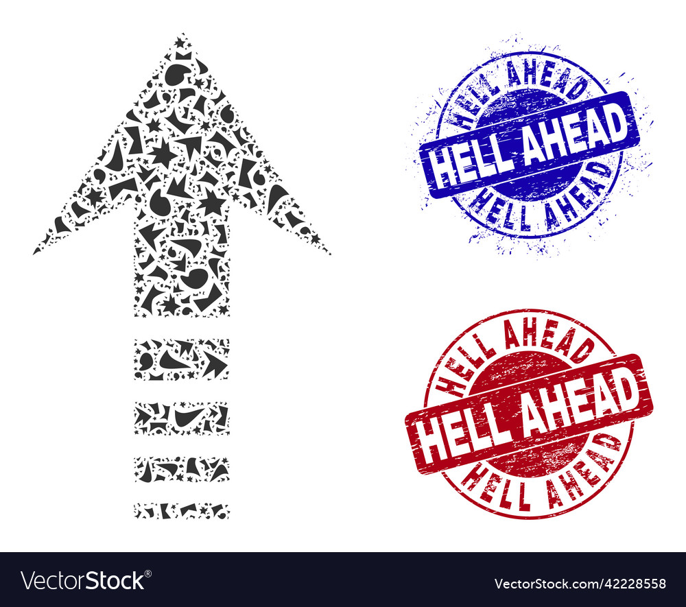 Send up mosaic of shards with hell ahead grunge vector image Send up mosaic of shards with hell ahead grunge