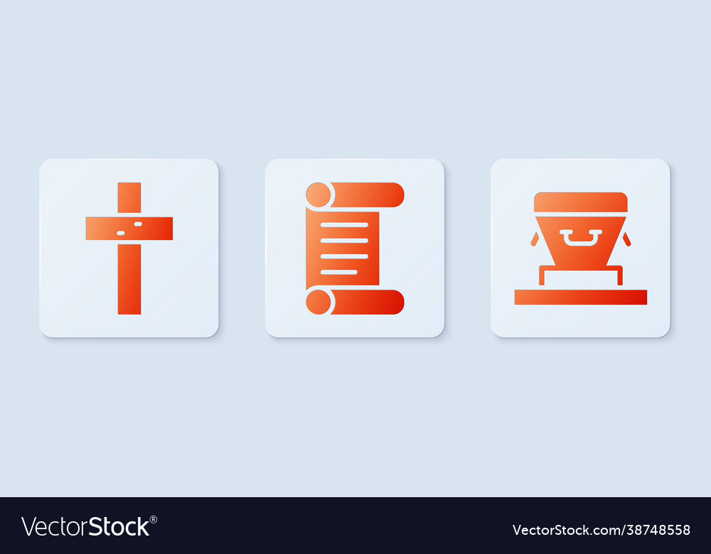 Set decree parchment scroll christian cross vector image Set decree parchment scroll christian cross