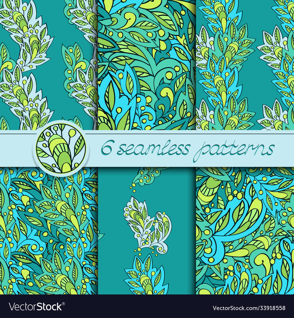 Set seamless patterns with floral elements vector image Set seamless patterns with floral elements