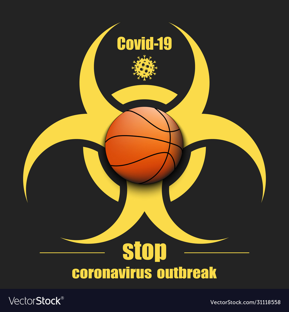 Sign biological hazard with basketball ball