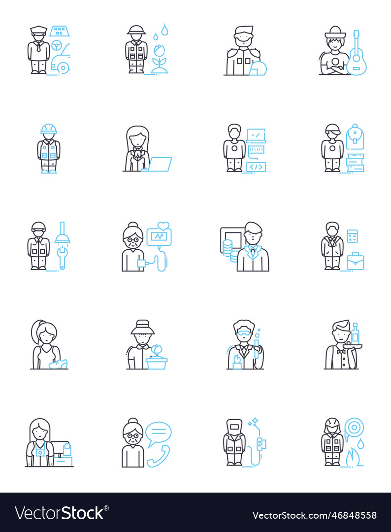 Time management linear icons set efficiency vector image Time management linear icons set efficiency
