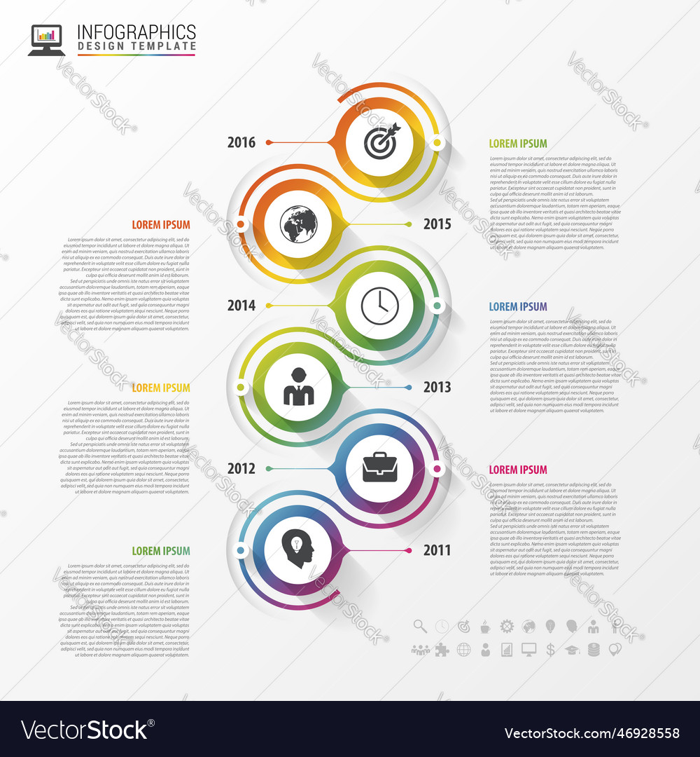 Timeline infographics template colorful modern Vector Image