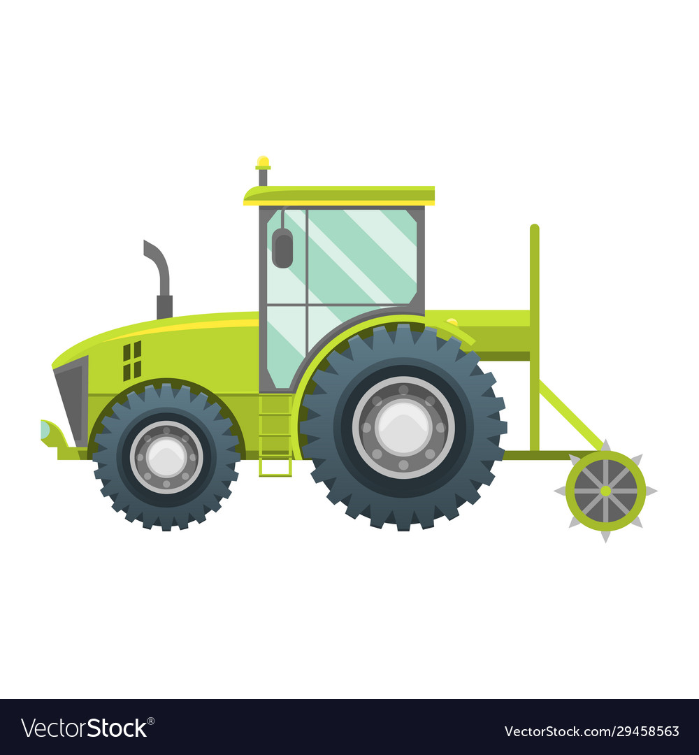 Vector drawing of farm tractor in green color