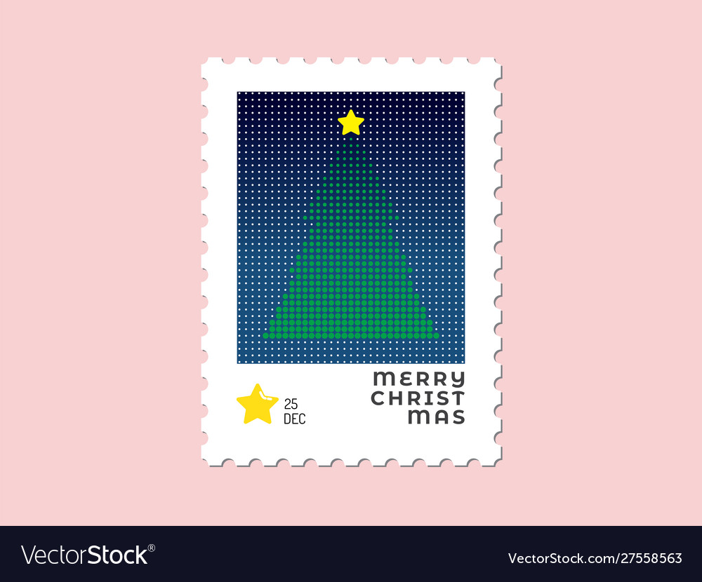 Christmas tree in dot style - stamp