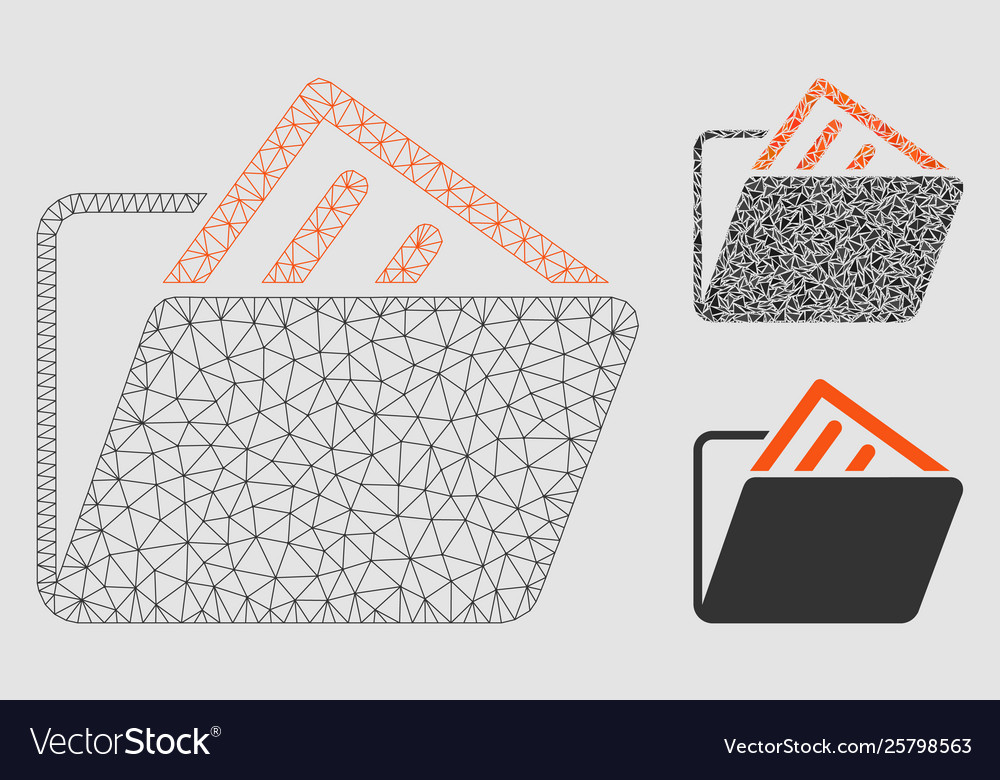 Document folder mesh wire frame model vector image Document folder mesh wire frame model
