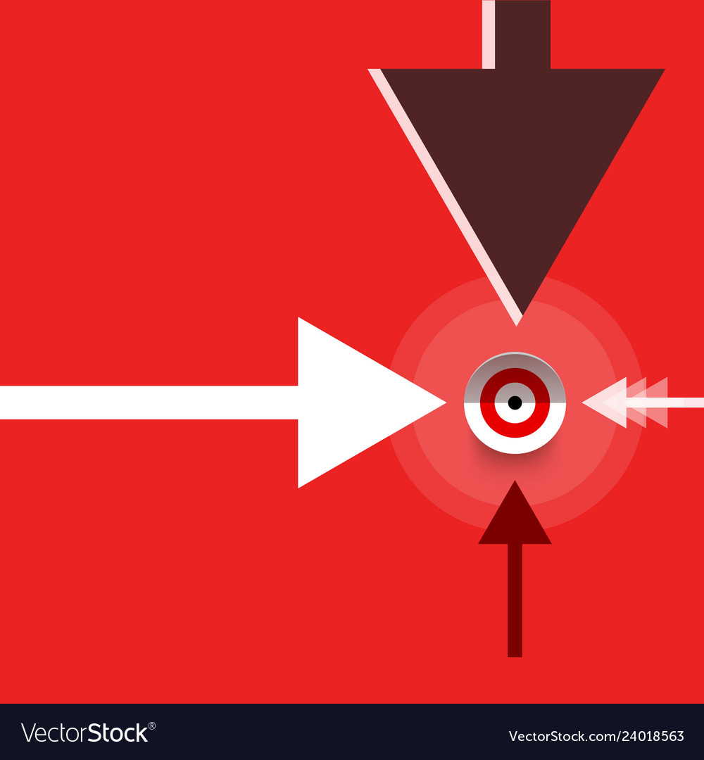 Flat design arrows with target on red background