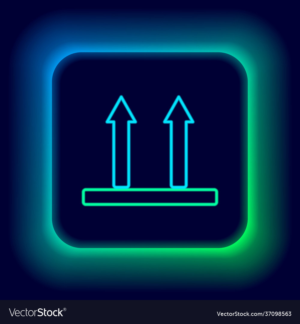 Glowing neon line this side up icon isolated