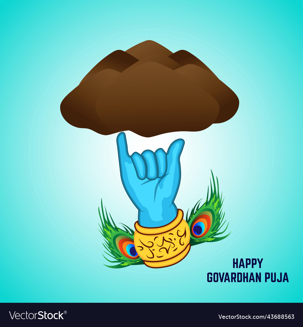 Govardhan puja greeting card art Royalty Free Vector Image