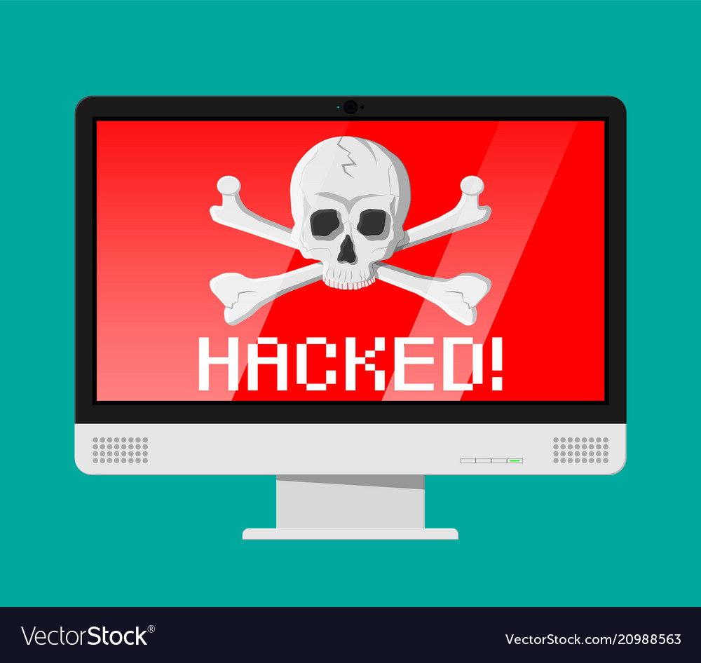 Hacked Computer Skull & Crossbones