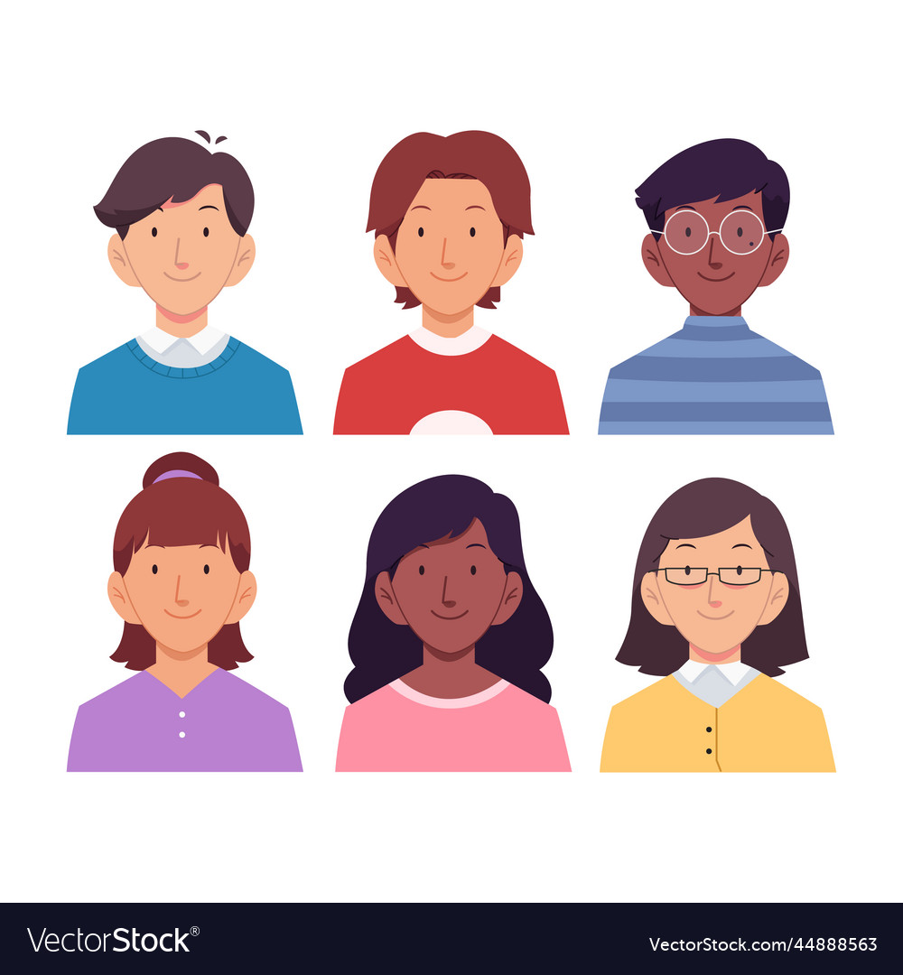 Hand drawn different people icons pack Royalty Free Vector