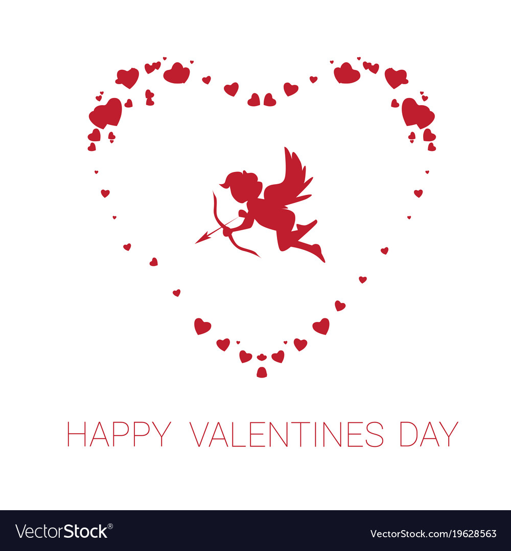 Happy Valentine Day Greeting Card Cute Cupid Vector Image