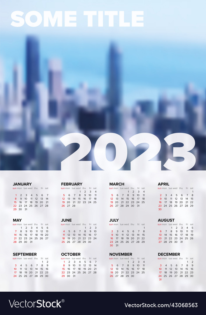 Light vertical calendar template for the year Vector Image
