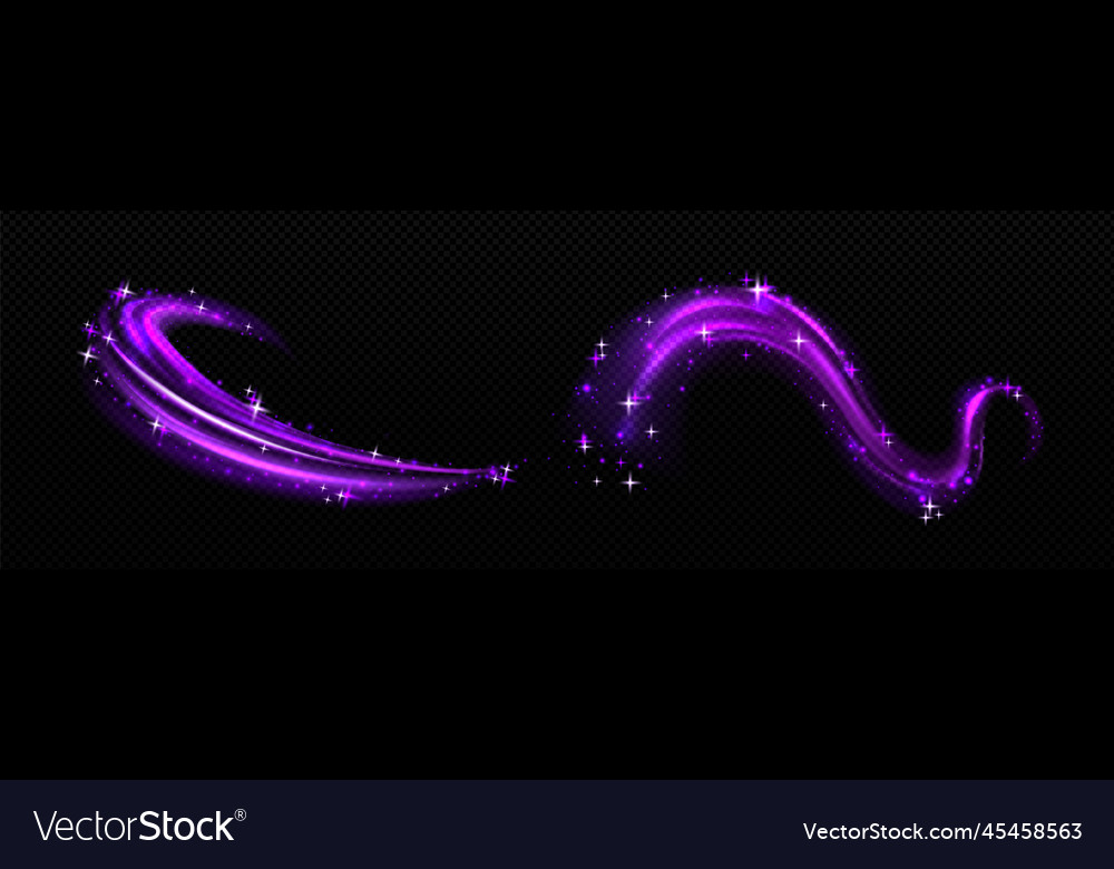 Magic effect purple air swirl with white stars Vector Image