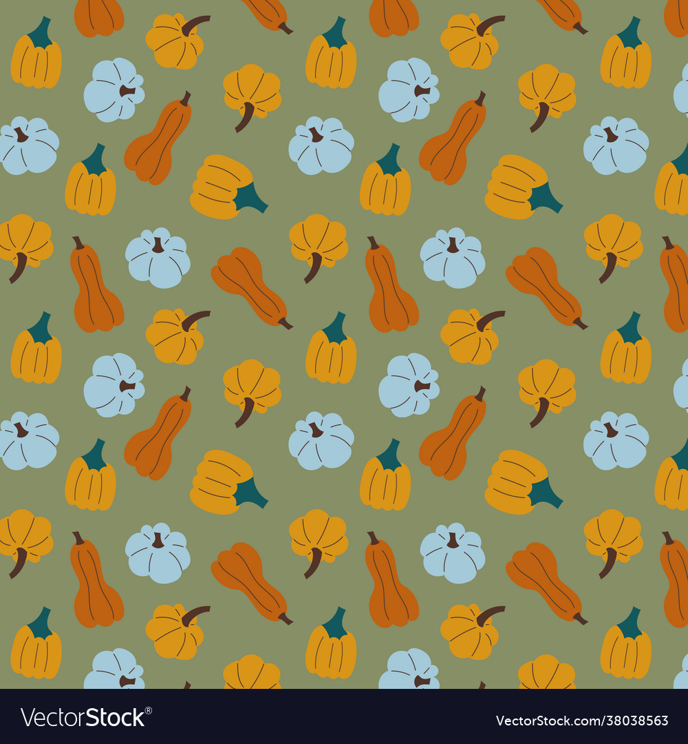 Seamless pattern colorful pumpkins flat style