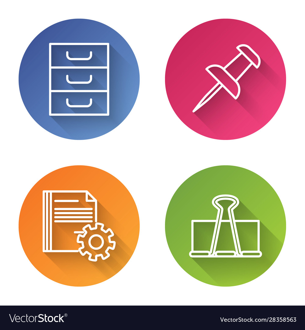 Set line drawer with documents push pin document
