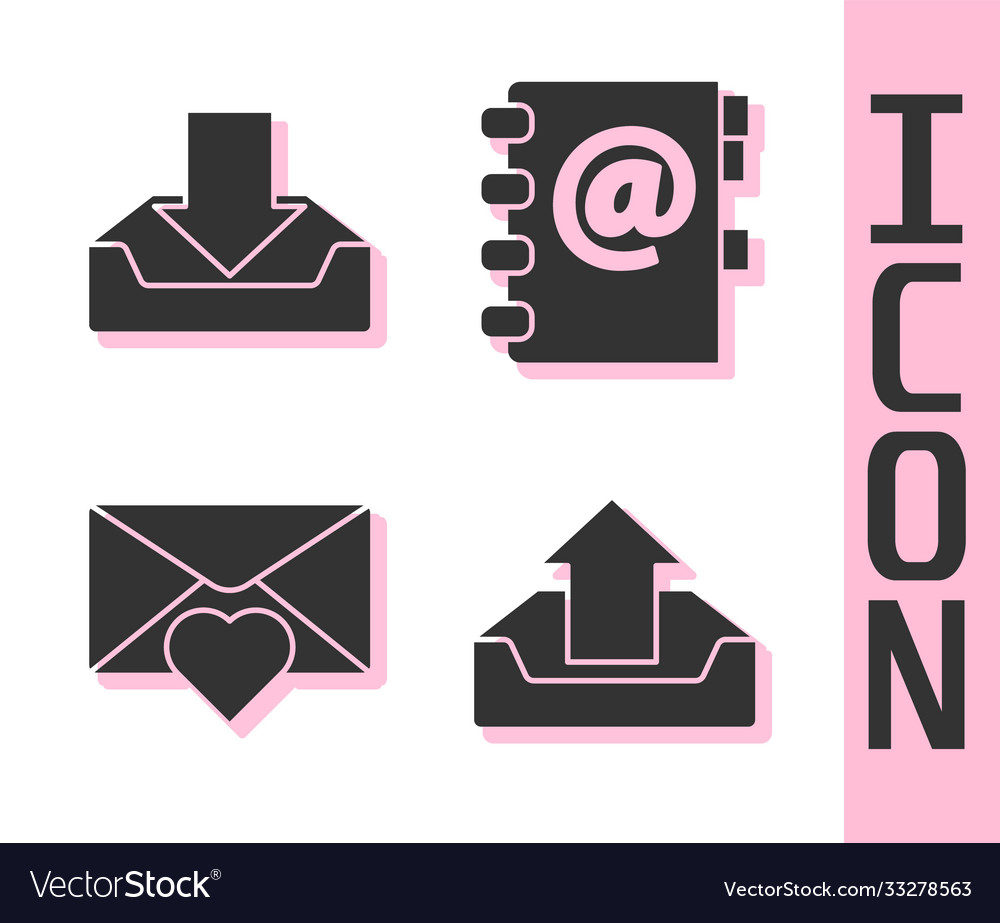 Set upload inbox download envelope vector image Set upload inbox download envelope