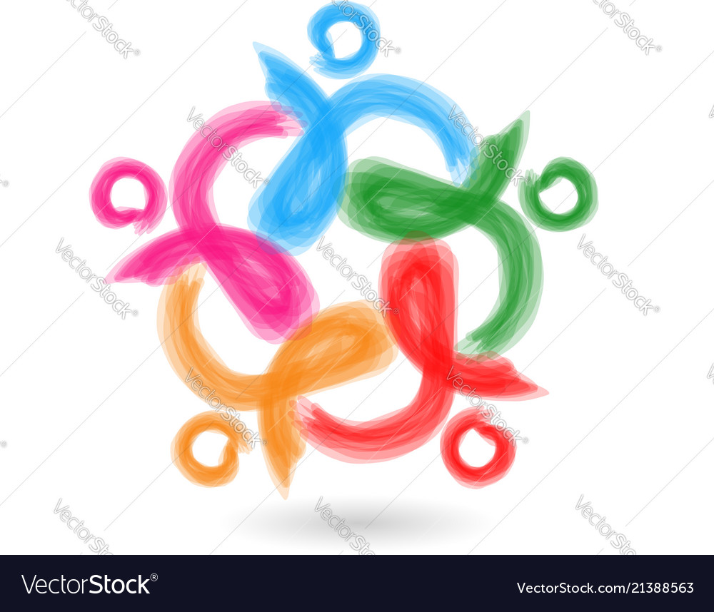 Teamwork abstract people logo design template icon