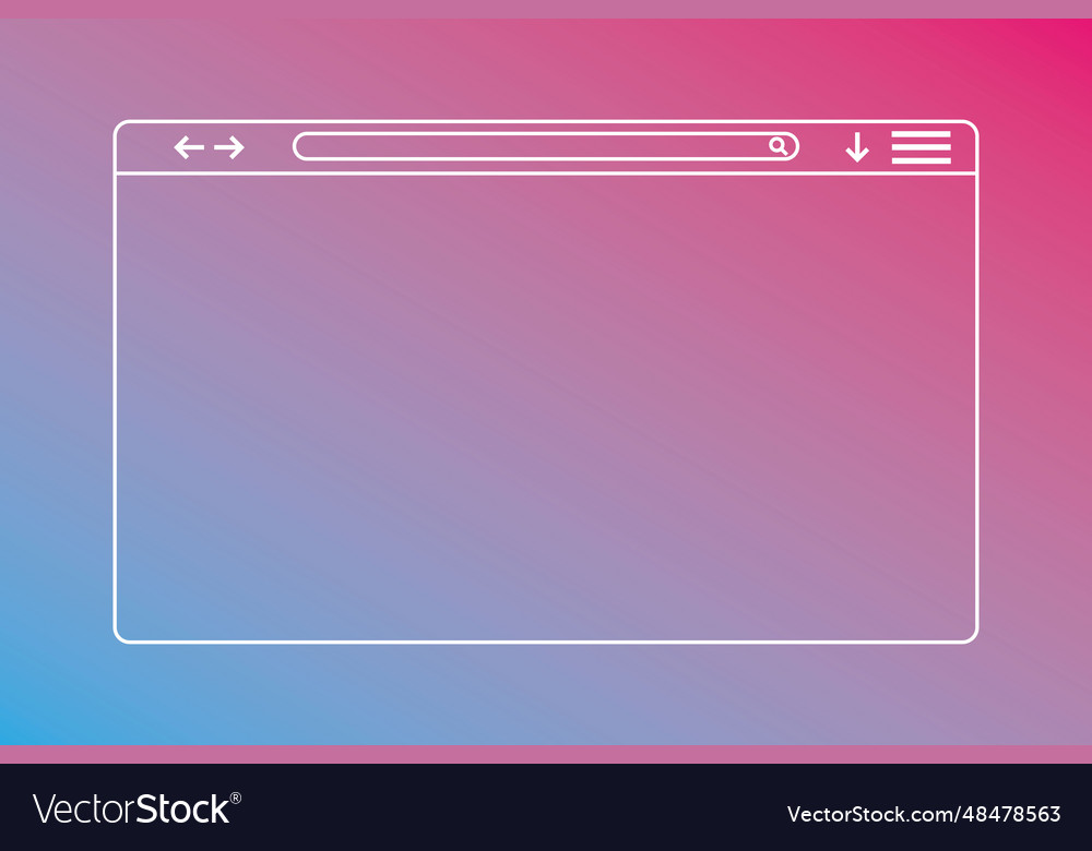 Web browser window website interface template vector image Web browser window website interface template