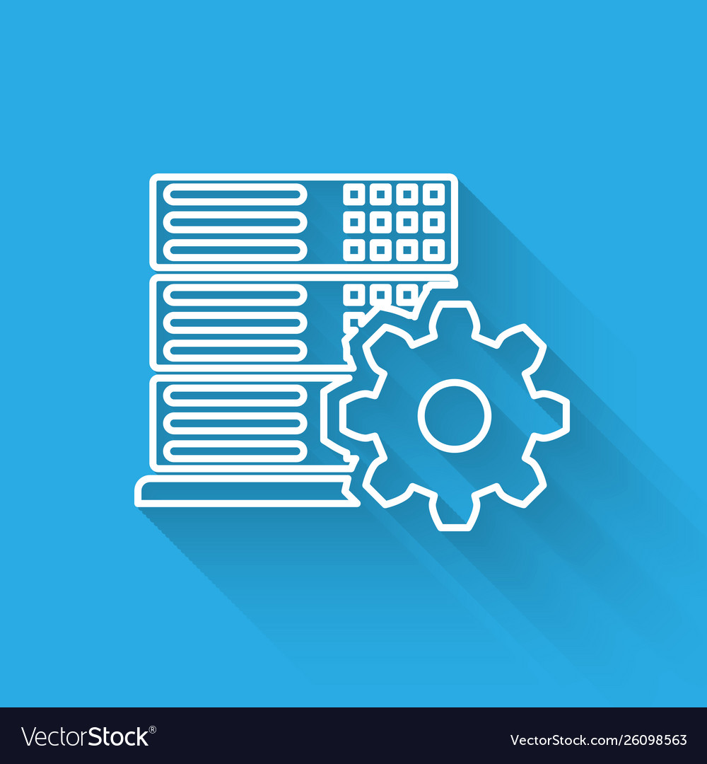 White server setting icon isolated with long Vector Image White server setting icon isolated with long
