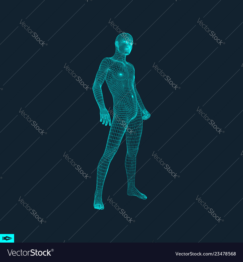 3d model of man polygonal design geometric