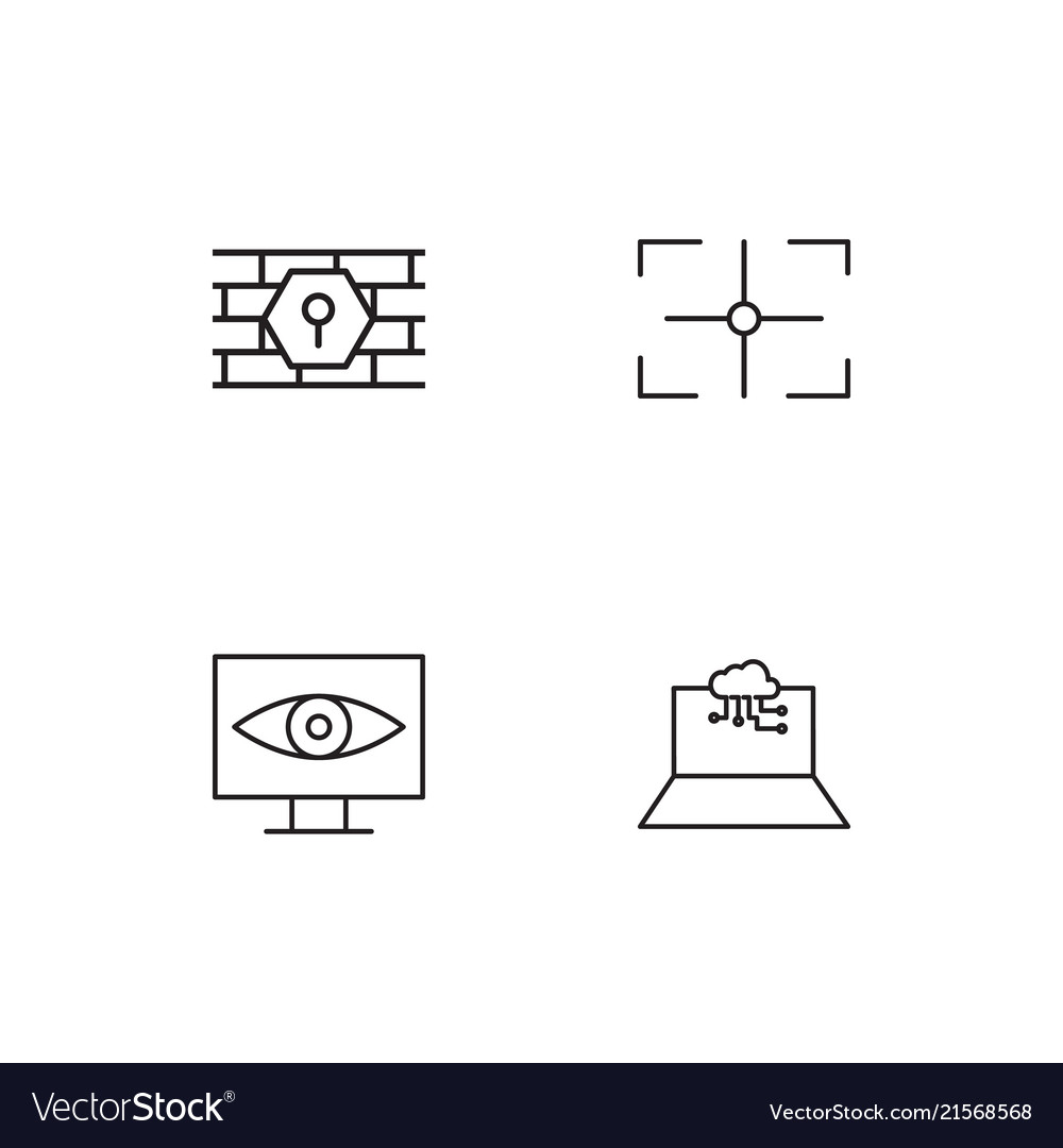 Cyber security linear icons set simple outline