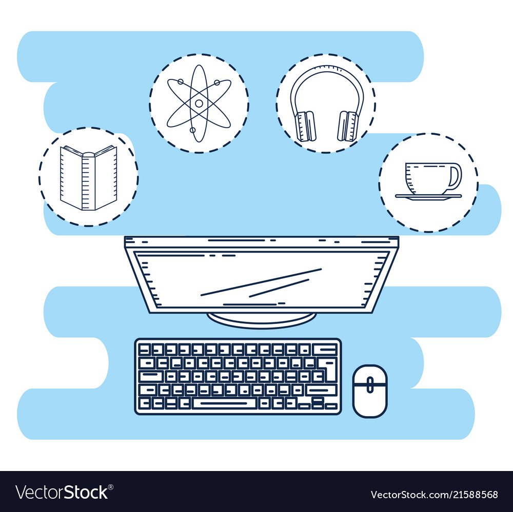 Education on line with desktop display Vector Image Education on line with desktop display