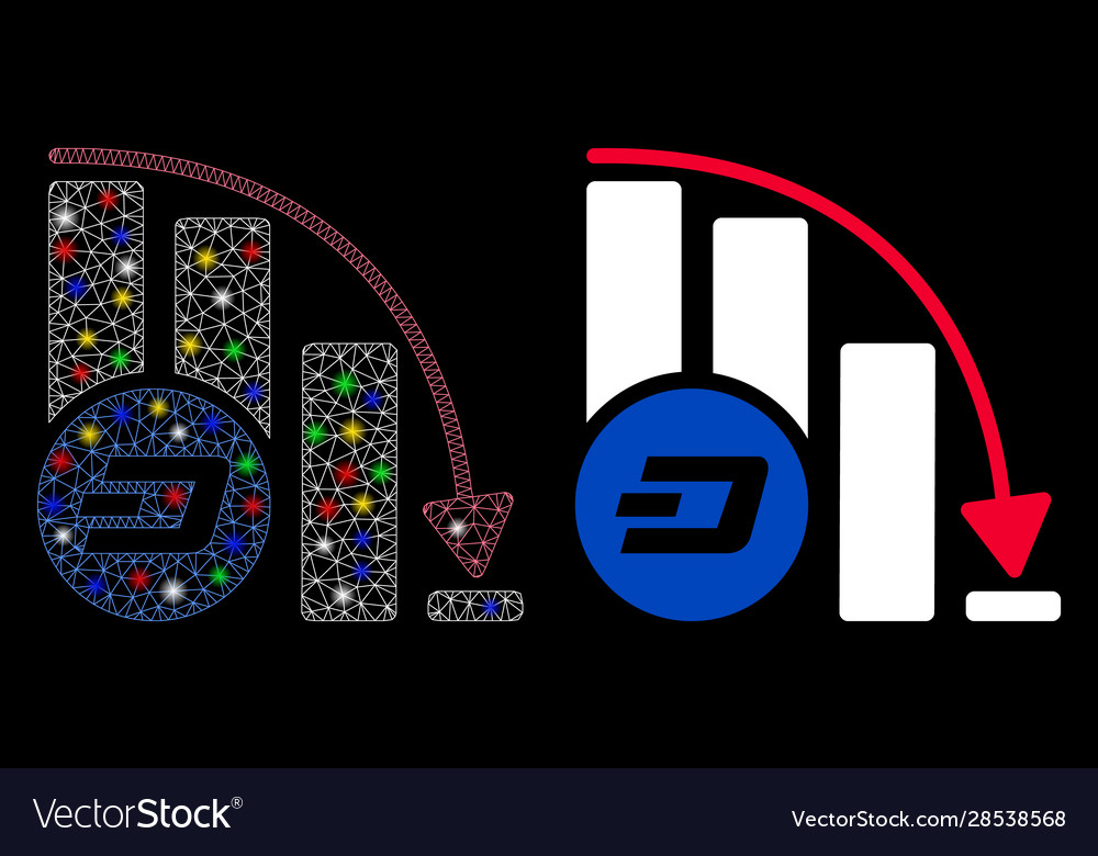 Flare mesh 2d dashcoin falling acceleration chart vector image Flare mesh 2d dashcoin falling acceleration chart