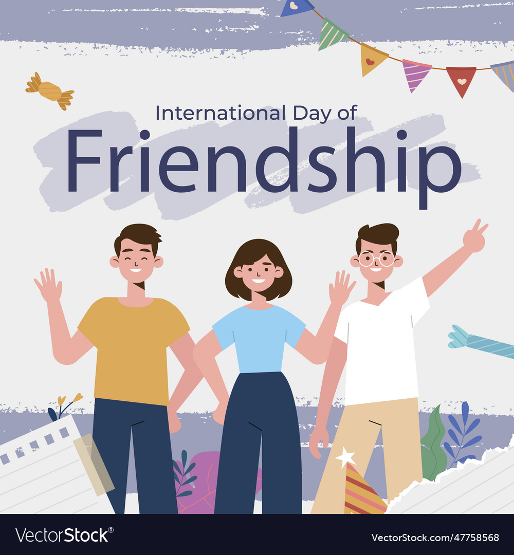 Flat international friendship day Royalty Free Vector Image