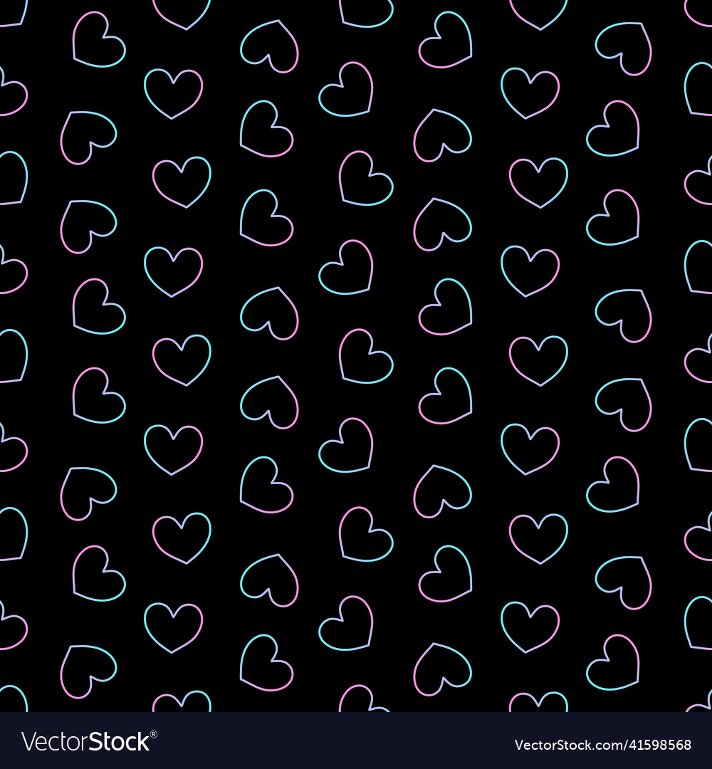 Gradient hearts pattern on black background