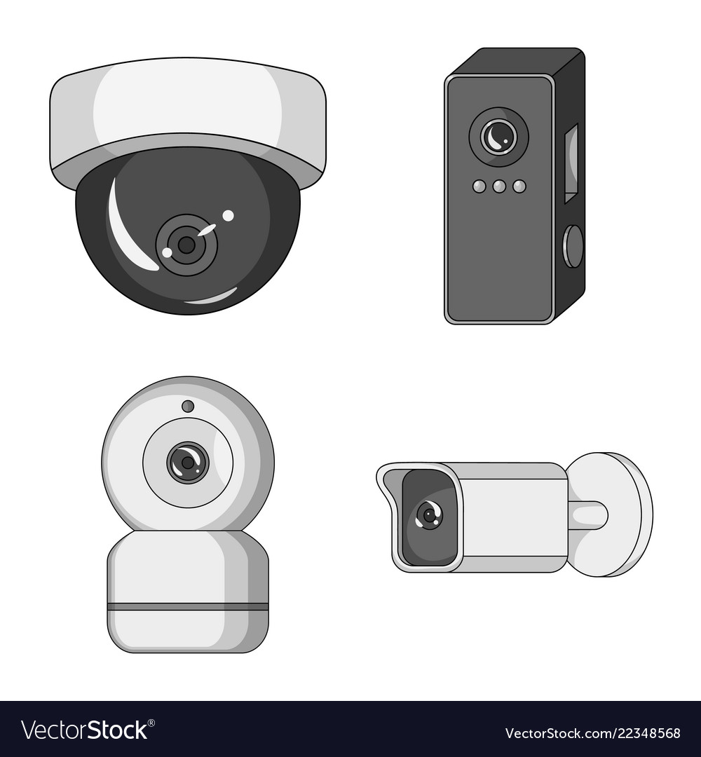 Isolated object of cctv and camera logo set