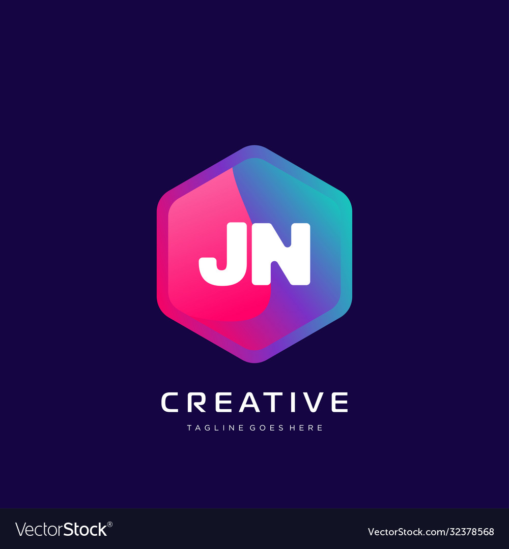 Jn initial logo with colorful template