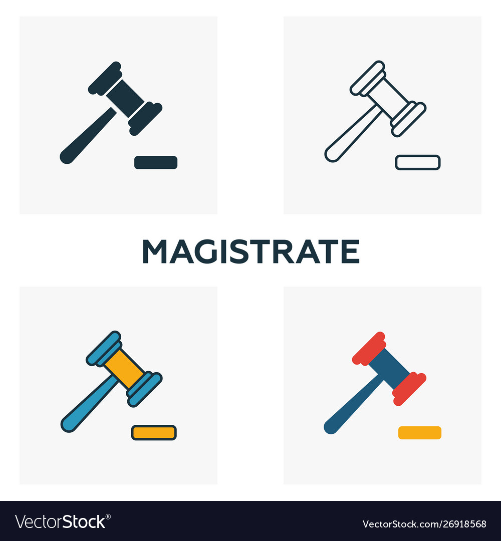 Magistrate icon set four elements in different vector image Magistrate icon set four elements in different