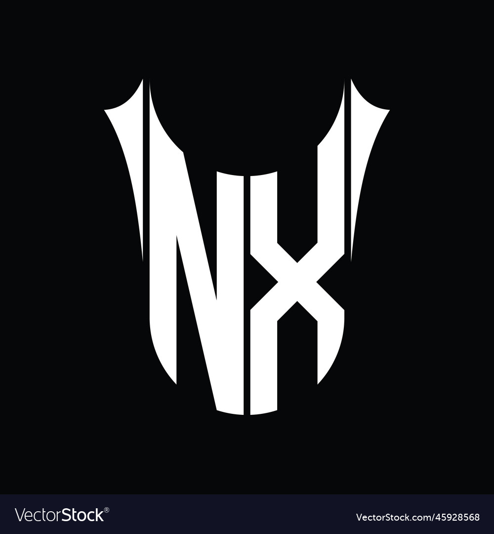 Nx logo monogram shield sharp half round shape Vector Image Nx logo monogram shield sharp half round shape