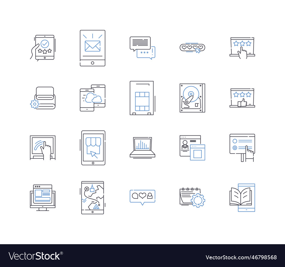 Predictive analytics line icons collection