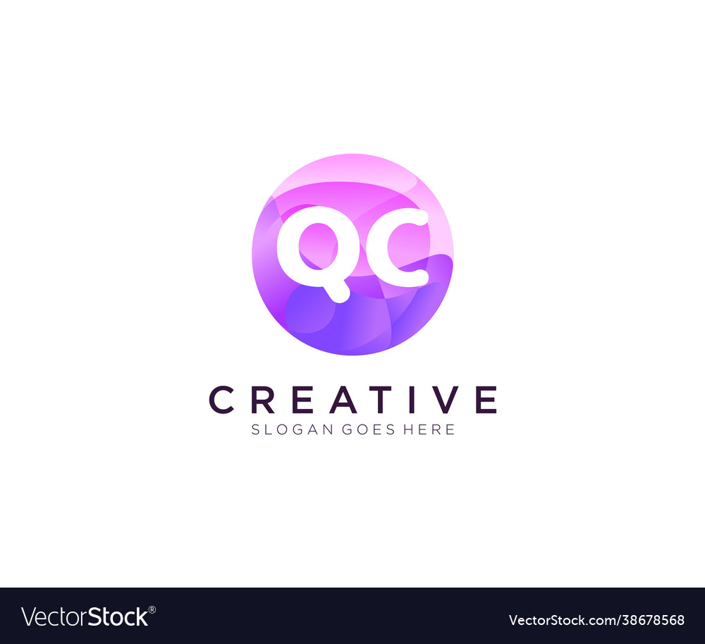 Qc initial logo with colorful circle template