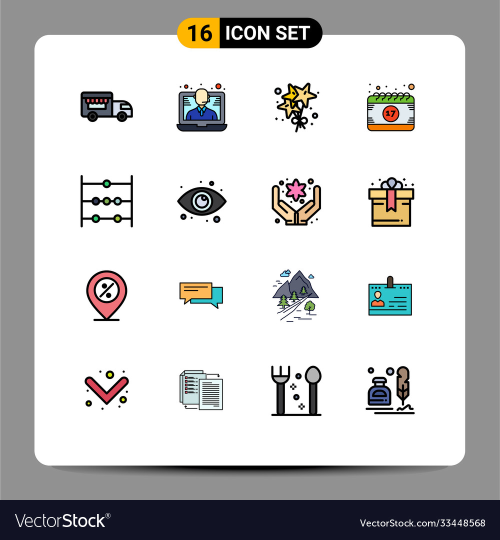 Set 16 flat color filled lines on grid