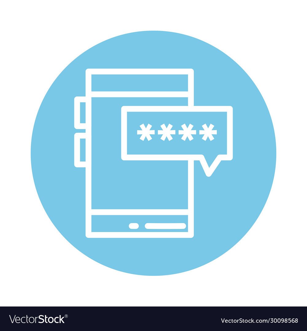 Smartphone with password block and flat style vector image Smartphone with password block and flat style