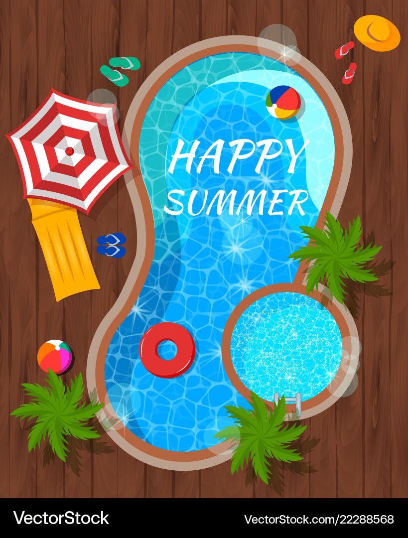 Summer pool top view composition Royalty Free Vector Image