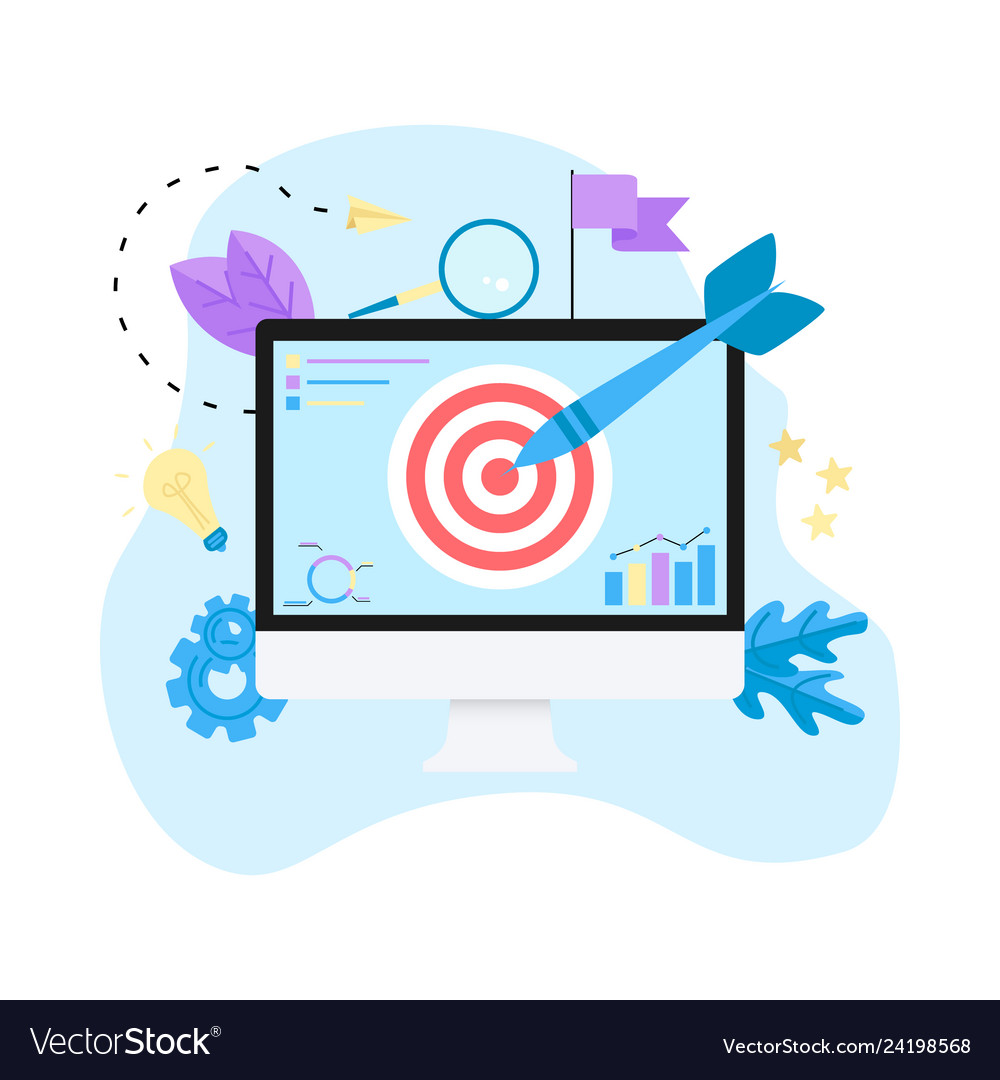 Target with an arrow on desktop vector image Target with an arrow on desktop