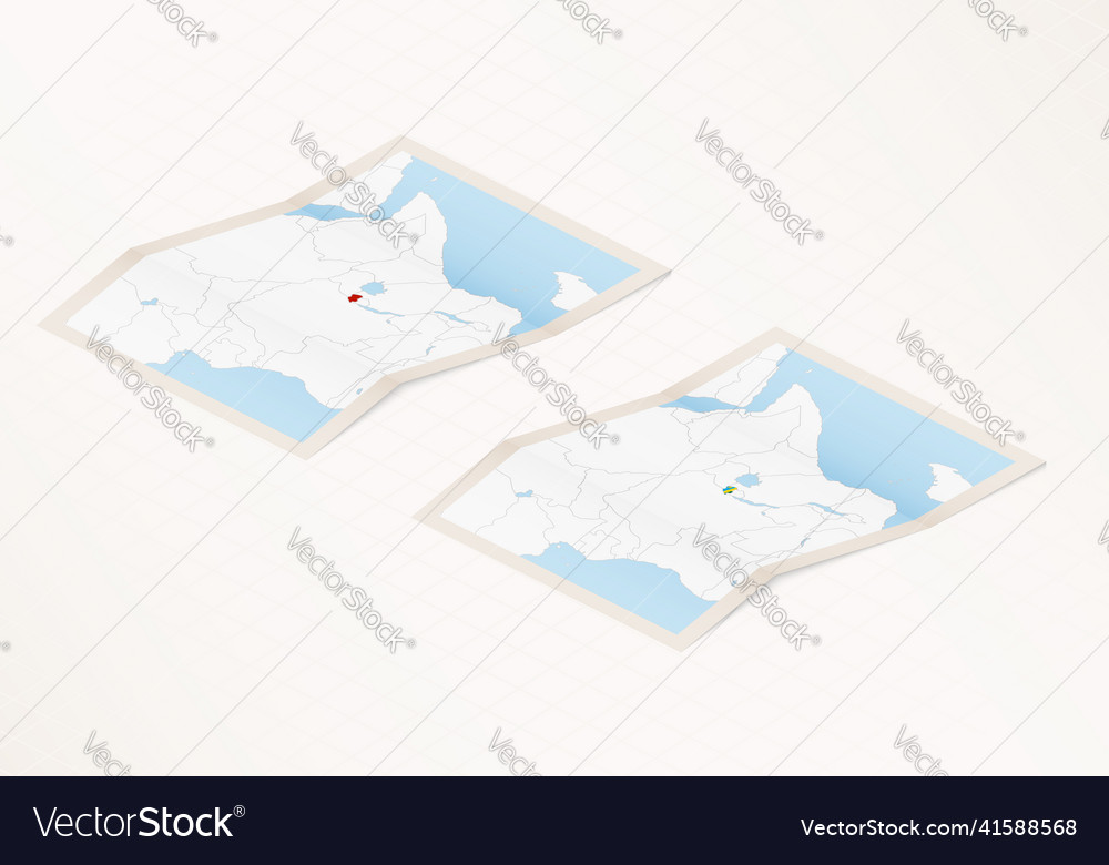 Zwei Versionen einer gefalteten Karte rwanda