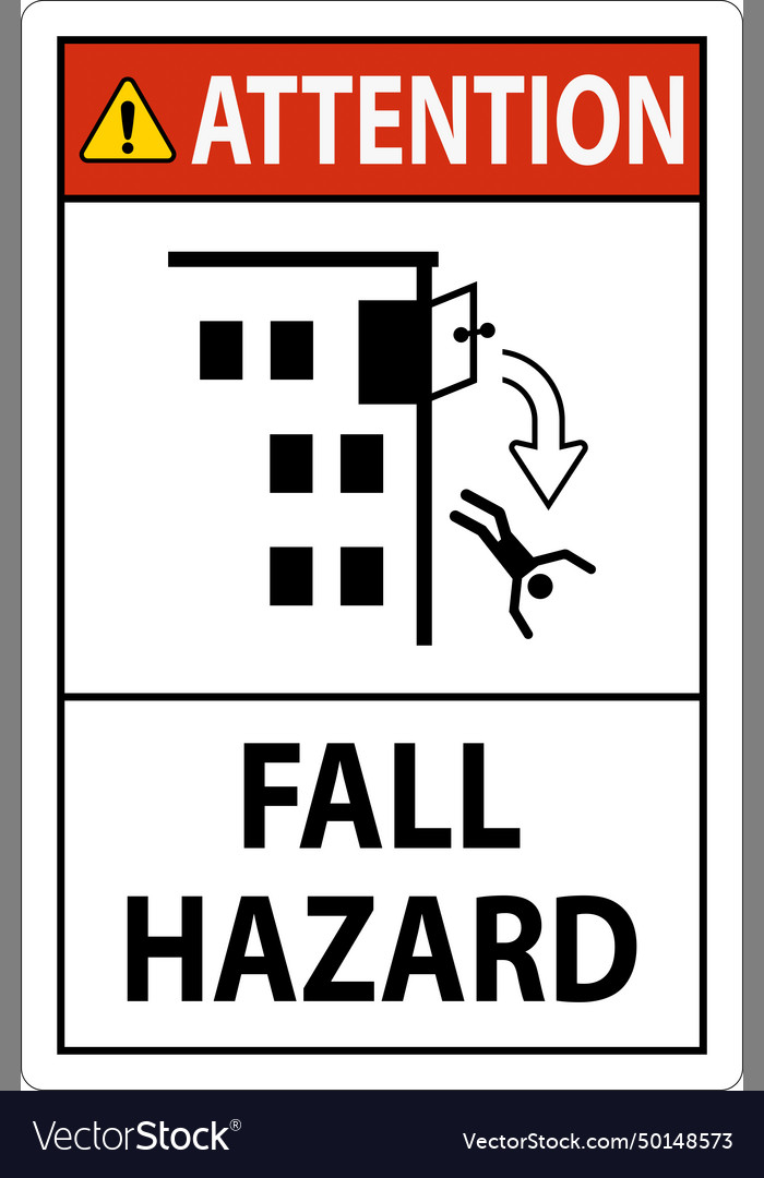 Attention sign fall hazard Royalty Free Vector Image