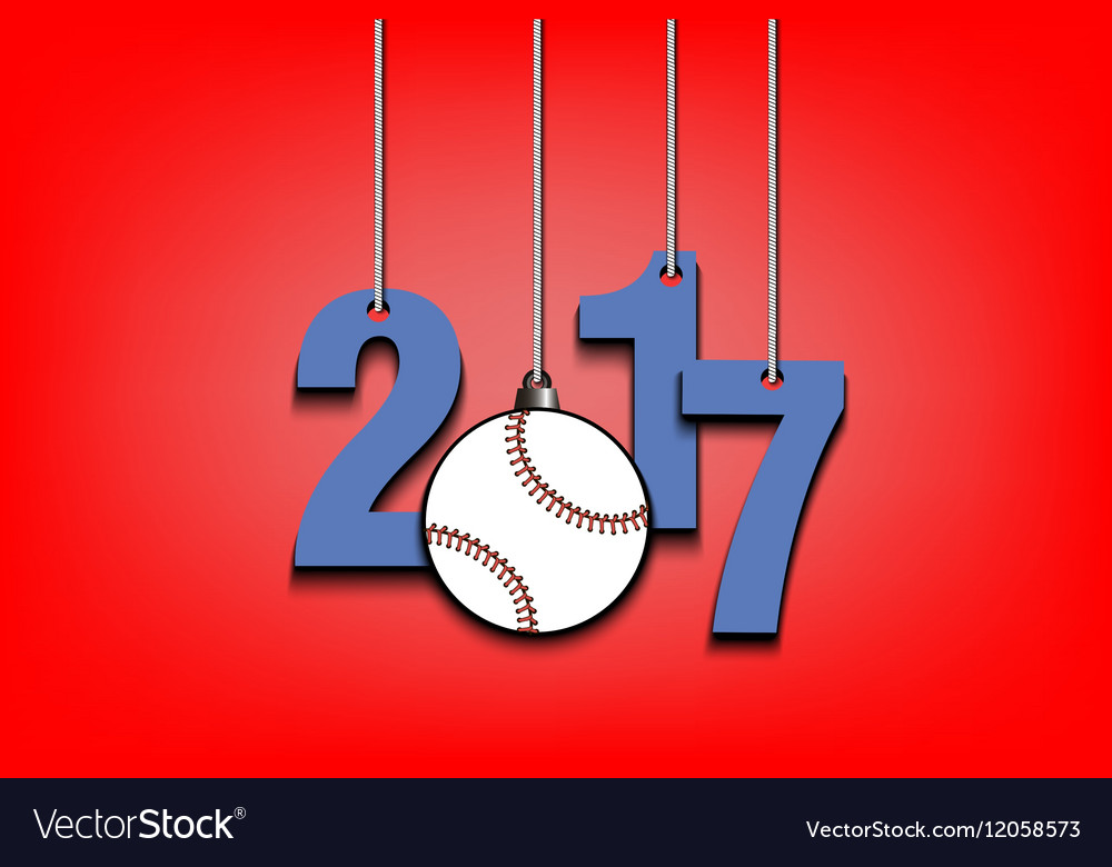 Baseballl and 2017 hanging on strings