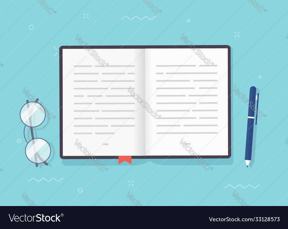 Book or notepad open pages with text Vector Image Book or notepad open pages with text