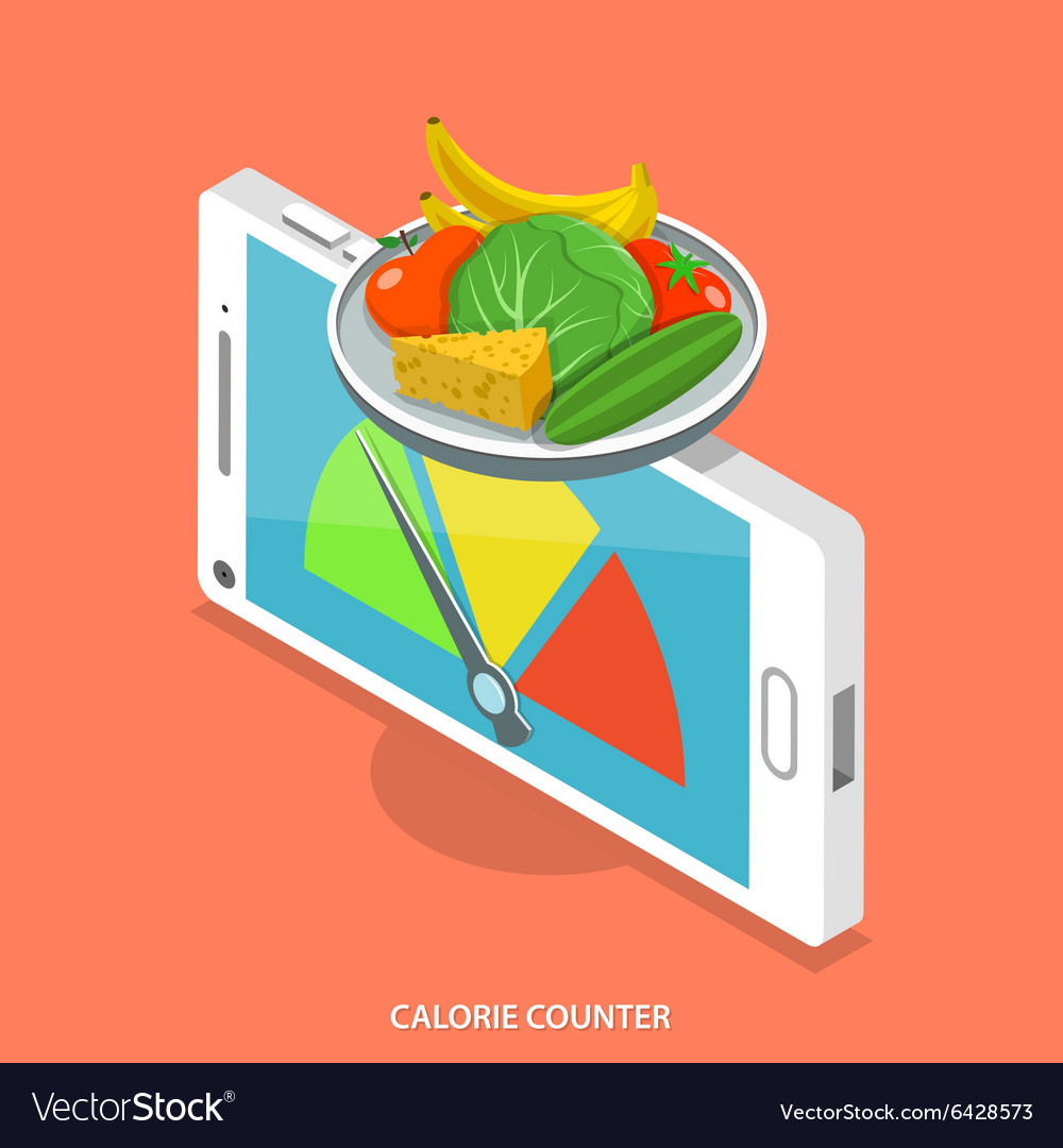 Calorie counter flat isometric concept Royalty Free Vector